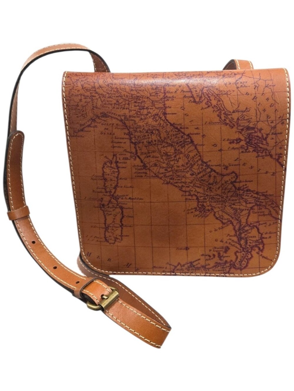 Patricia Nash Granada Crossbody Bag Signature Map Print Brown Leather Handbag